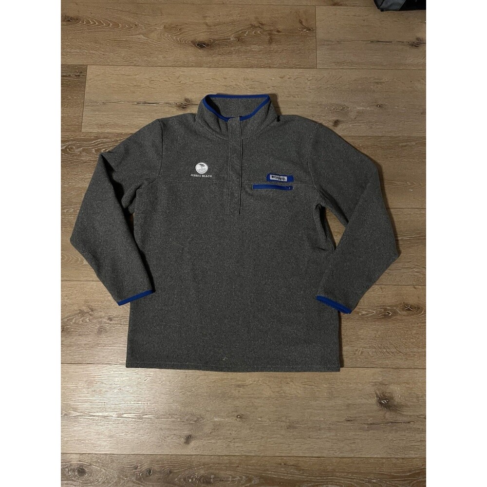 Columbia PFG Mens Gray Fleece 1/4 Sweater Pebble Beach Golf Course Large